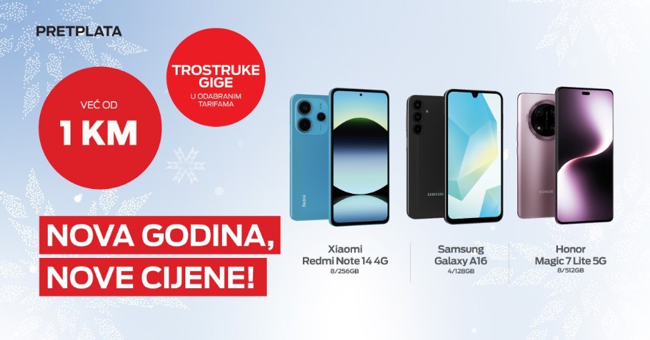 Nova godina u m:tel-u donosi nove, niže cijene telefona: Već za 1 KM u odabranim Pretplata tarifama